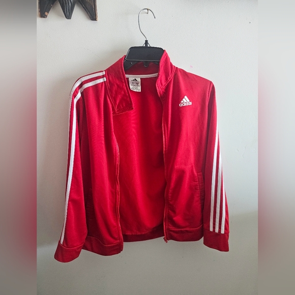 Adidas Girls large size 16-18 3 white striped jacket - Picture 3 of 6